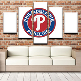 MLB Baseball Team Philadelphia Phillies Circular Logo 5 Piece Canvas Wall Art Painting Wallpaper Poster Picture Print Photo Decor