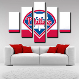 MLB Baseball Sports Team Philadelphia Phillies Logo 5 Piece Canvas Wall Art Painting Wallpaper Poster Picture Print Photo Decor