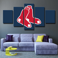 Boston Red Sox MLB Baseball Team Logo Red Sock 5 Piece Canvas Wall Art Painting Wallpaper Poster Picture Print Photo Decor
