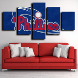MLB Philadelphia Phillies Baseball Sports Team Logo 5 Piece Canvas Wall Art Painting Wallpaper Poster Picture Print Photo Decor