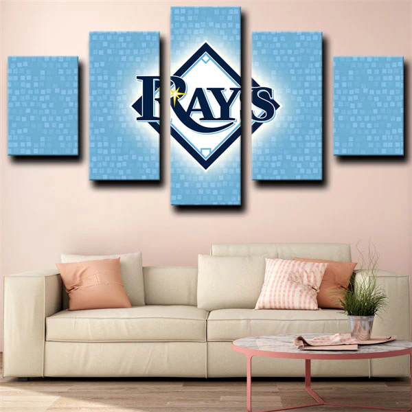 MLB Tampa Bay Rays Baseball Sports Team Logo 5 Piece Canvas Wall Art Painting Wallpaper Poster Picture Print Photo Decor