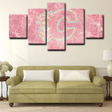 NHL Hockey Sports Team Calgary Flames Logo 5 Piece Canvas Wall Art Painting Wallpaper Poster Picture Print Photo Decor
