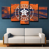 Houston Astros MLB Baseball Team Logo and Stadium 5 Piece Canvas Wall Art Painting Wallpaper Poster Picture Print Photo Decor