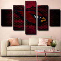 Arizona Cardinals NFL Sports Team Deep Red Logo 5 Piece Canvas Wall Art Painting Wallpaper Poster Picture Print Photo Decor