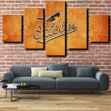 Baltimore Orioles MLB Baseball Team Golden Logo 5 Piece Canvas Wall Art Painting Wallpaper Poster Picture Print Photo Decor