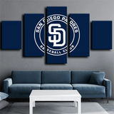 San Diego Padres MLB Baseball Sports Team Logo 5 Piece Canvas Wall Art Painting Wallpaper Poster Picture Print Photo Decor