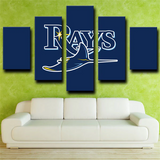 Tampa Bay Rays MLB Baseball Sports Team Blue Logo 5 Piece Canvas Wall Art Painting Wallpaper Poster Picture Print Photo Decor