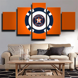 Houston Astros Baseball Sports Team Orange Logo 5 Piece Canvas Wall Art Painting Wallpaper Poster Picture Print Photo Decor
