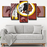 Washington Redskins NFL Football Team Lamination Logo 5 Piece Canvas Wall Art Painting Wallpaper Poster Picture Print Photo Decor