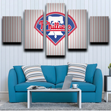 MLB Baseball Team Philadelphia Phillies Stripe Logo 5 Piece Canvas Wall Art Painting Wallpaper Poster Picture Print Photo Decor