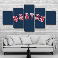 MLB Baseball Boston Red Sox Sports Team Logo Blue 5 Piece Canvas Wall Art Painting Wallpaper Poster Picture Print Photo Decor