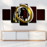 Washington Redskins NFL Football Team 3D Logo 5 Piece Canvas Wall Art Painting Wallpaper Poster Picture Print Photo Decor