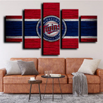 Minnesota Twins MLB Baseball Team Logo Sports 5 Piece Canvas Wall Art Painting Wallpaper Poster Picture Print Photo Decor
