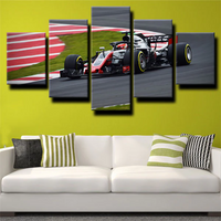 Formula 1 Race Car on Track Haas VF-18 Sports Car 5 Piece Canvas Wall Art Painting Wallpaper Poster Picture Print Photo Decor