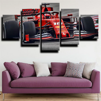 Formula 1 Racing Car Ferrari SF90 Sports Car 5 Piece Canvas Wall Art Painting Wallpaper Poster Picture Print Photo Decor