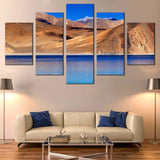 Pangong Tso Lake And Ladakh Mountains Indian Landscape 5 Piece Canvas Wall Art Painting Wallpaper Poster Picture Print Photo Decor