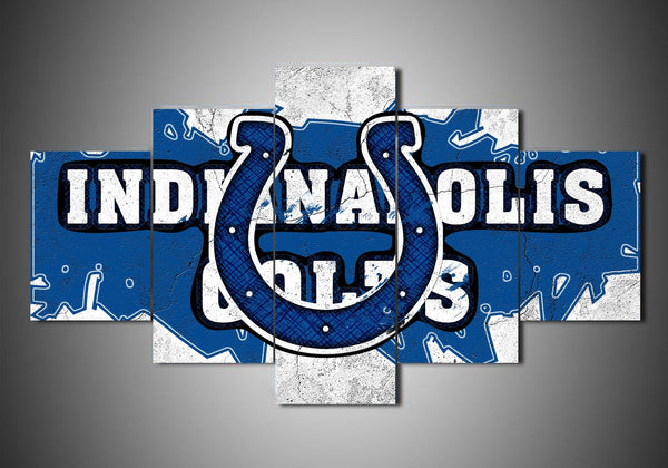 Indianapolis Colts Logo NFL Football Team 5 Piece Canvas Wall Art Painting Wallpaper Poster Picture Print Photo Decor
