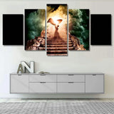 Led Zeppelin Stairway To Heaven Album Angel Abstract 5 Piece Canvas Wall Art Painting Wallpaper Poster Picture Print Photo Decor