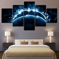 NFL Football Team Los Angeles Chargers Lightning Logo 5 Piece Canvas Wall Art Painting Wallpaper Poster Picture Print Photo Decor