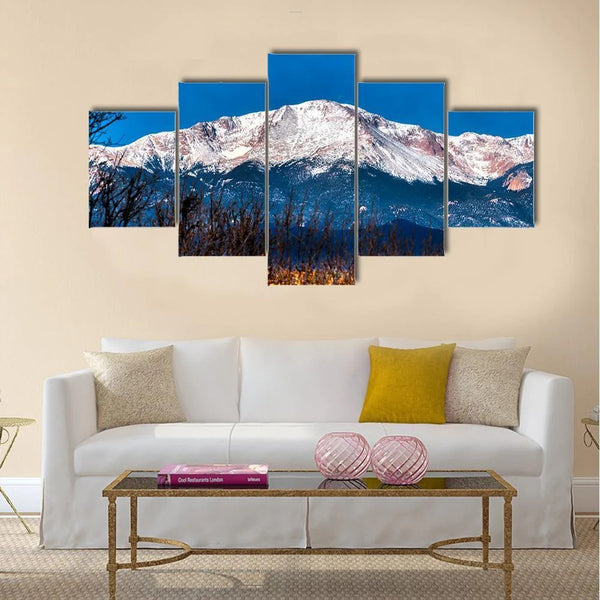 Majestic View Of Pikes Peak Colorado Mountain 5 Piece Canvas Wall Art Painting Wallpaper Poster Picture Print Photo Decor