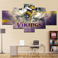 NFL Football Team Minnesota Vikings Logo 5 Piece Canvas Wall Art Painting Wallpaper Poster Picture Print Photo Decor