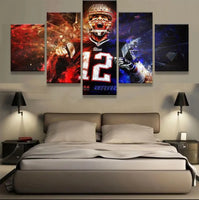 New England Patriots Tom Brady NFL Football Legend 5 Piece Canvas Wall Art Painting Wallpaper Poster Picture Print Photo Decor