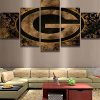 Green Bay Packers NFL Football Team Logo 5 Piece Canvas Wall Art Painting Wallpaper Poster Picture Print Photo Decor