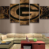 Green Bay Packers NFL Football Team Logo 5 Piece Canvas Wall Art Painting Wallpaper Poster Picture Print Photo Decor
