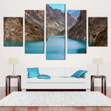 Attabad Lake Pakistan Scenic Ocean Mountains 5 Piece Canvas Wall Art Painting Wallpaper Poster Picture Print Photo Decor