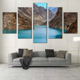 Attabad Lake Pakistan Scenic Ocean Mountains 5 Piece Canvas Wall Art Painting Wallpaper Poster Picture Print Photo Decor