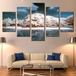 White Trees Blue Sky Water Reflection Scenic Thailand 5 Piece Canvas Wall Art Painting Wallpaper Poster Picture Print Photo Decor