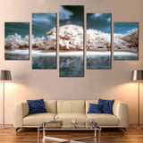 White Trees Blue Sky Water Reflection Scenic Thailand 5 Piece Canvas Wall Art Painting Wallpaper Poster Picture Print Photo Decor