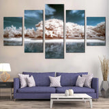 White Trees Blue Sky Water Reflection Scenic Thailand 5 Piece Canvas Wall Art Painting Wallpaper Poster Picture Print Photo Decor