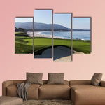 California Ocean View Pebble Beach Golf Course Scenic 4 Piece Canvas Wall Art Painting Wallpaper Poster Picture Print Photo Decor