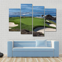 Golf Course Monterey Pebble Beach California Ocean View 4 Piece Canvas Wall Art Painting Wallpaper Poster Picture Print Photo Decor