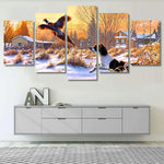 Beautiful Pheasant Hunting Dog Winter Scene 5 Piece Canvas Wall Art Painting Wallpaper Poster Picture Print Photo Decor