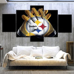 Pittsburgh Steelers Gloves NFL Football Team Logo 5 Piece Canvas Wall Art Painting Wallpaper Poster Picture Print Photo Decor