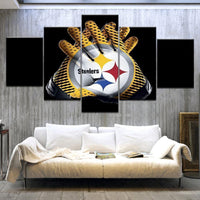Pittsburgh Steelers Gloves NFL Football Team Logo 5 Piece Canvas Wall Art Painting Wallpaper Poster Picture Print Photo Decor
