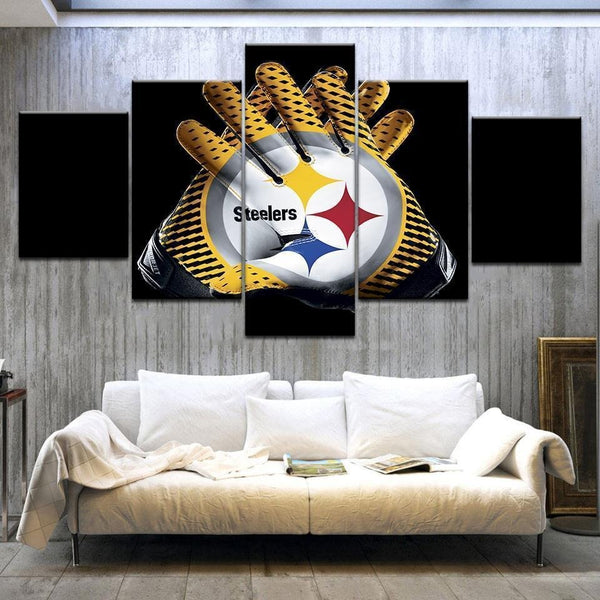 Pittsburgh Steelers Gloves NFL Football Team Logo 5 Piece Canvas Wall Art Painting Wallpaper Poster Picture Print Photo Decor