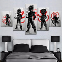 Dragon Ball Z Japanese Style Saiyan Silhouette 5 Piece Canvas Wall Art Painting Wallpaper Poster Picture Print Photo Decor