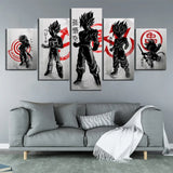 Dragon Ball Z Japanese Style Saiyan Silhouette 5 Piece Canvas Wall Art Painting Wallpaper Poster Picture Print Photo Decor