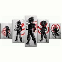 Dragon Ball Z Japanese Style Saiyan Silhouette 5 Piece Canvas Wall Art Painting Wallpaper Poster Picture Print Photo Decor