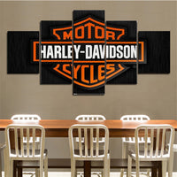 Harley Davidson Logo 5 Piece Canvas Wall Art Painting Wallpaper Poster Picture Print Photo Decor