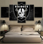 Las Vegas Raiders NFL American Football Team Logo 5 Piece Canvas Wall Art Painting Wallpaper Poster Picture Print Photo Decor