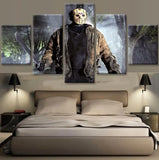 Jason Voorhees Friday The 13th Horror Movie Character 5 Piece Canvas Wall Art Painting Wallpaper Poster Picture Print Photo Decor