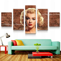 Marilyn Monroe Cartoon 5 Piece Canvas Wall Art Painting Wallpaper Poster Picture Print Photo Decor