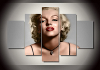 Iconic Hollywood Glamour Actress Marilyn Monroe 5 Piece Canvas Wall Art Painting Wallpaper Poster Picture Print Photo Decor