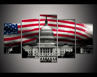 American Flag Capitol Washington DC House USA 5 Piece Canvas Wall Art Picture Print