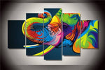 Abstract Colorful Elephant Animal 5 Piece Canvas Wall Art Painting Wallpaper Poster Picture Print Photo Decor