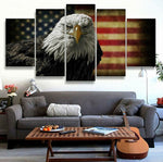 American Flag With Bald Eagle 5 Piece Canvas Wall Art Painting Wallpaper Poster Picture Print Photo Decor